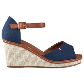 Ženske tamnoplave sandale na klin marke Tomm plava