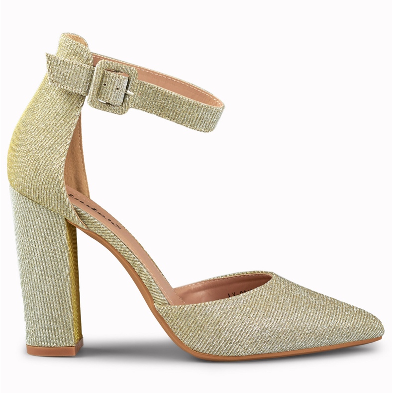 Zlatne brokatne salonke pričvršćene na gležanj zlatna