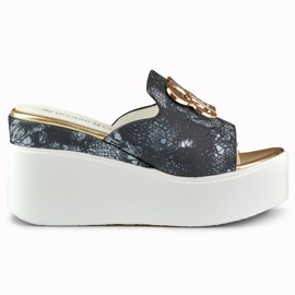 Ženske crne sandale na klin Crne crna