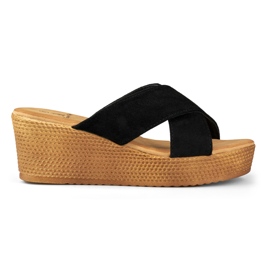 Ženske crne papuče na klin crna