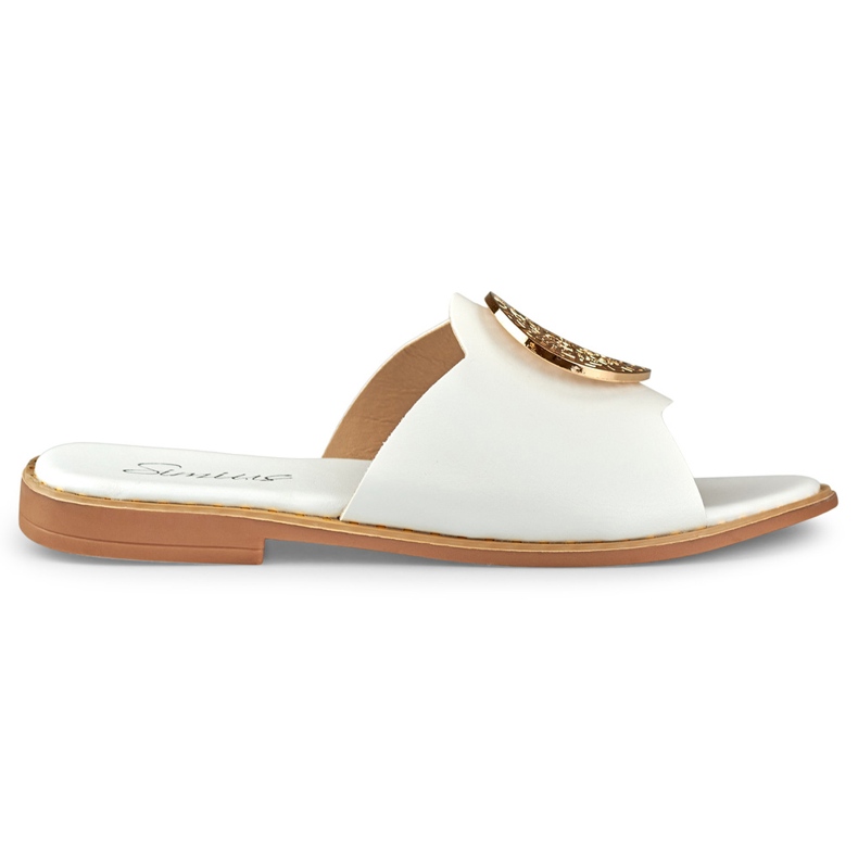 Ženske bijele papuče sa zlatnim ukrasima bijela