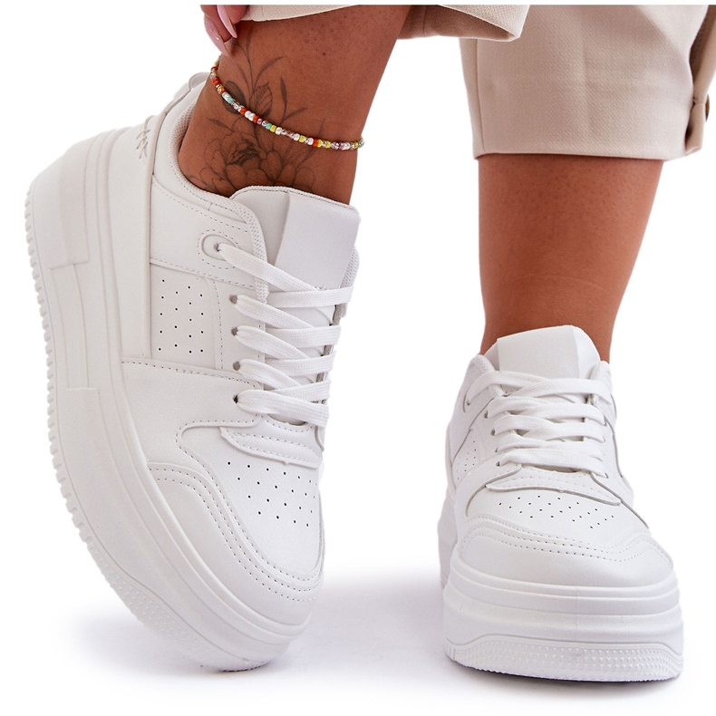 FJ1 Ženske kožne sportske cipele na masivnoj platformi Bijele Belisso bijela