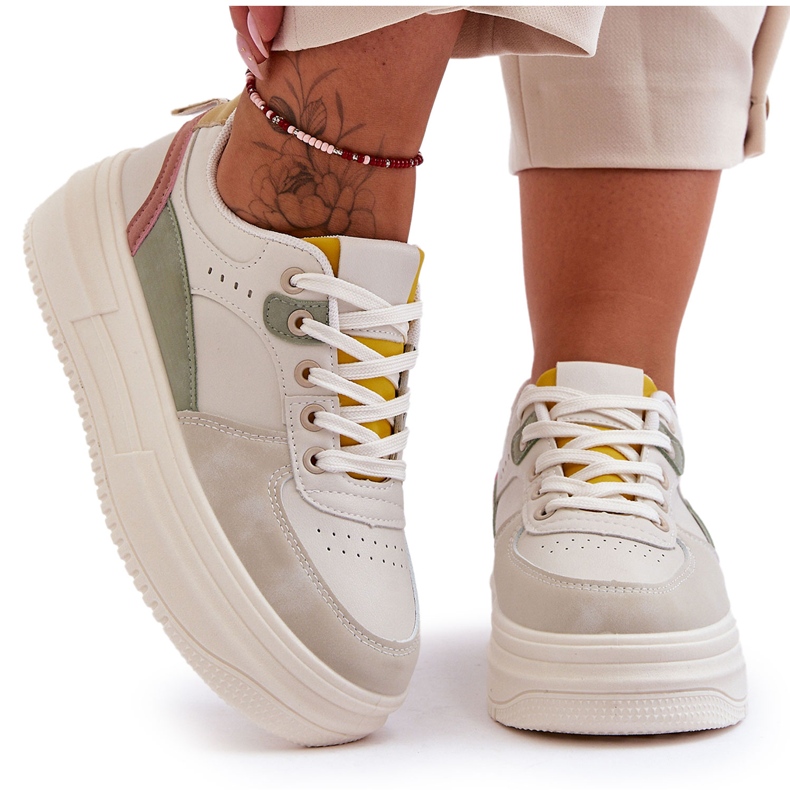 FJ1 Ženska sportska obuća na masivnoj platformi Raznobojna Gemma bijela