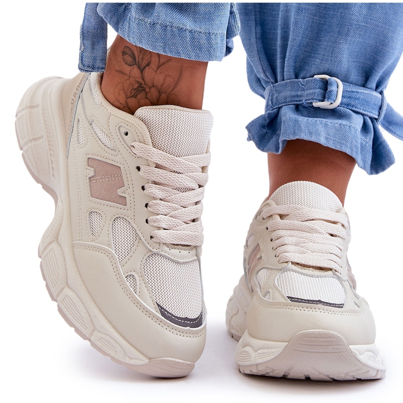 FG2 Moderne ženske mrežaste sportske cipele Bež Venice