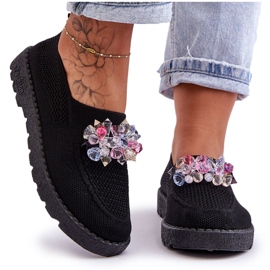 PM1 Ženske natikače s kamenčićima crne jednostavne crno