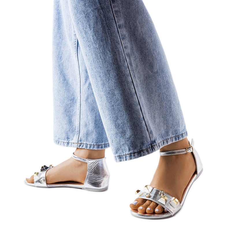 Srebrne ukrasne sandale Riverdale srebro