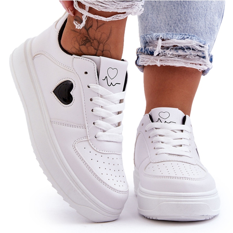 FJ1 Klasične sportske cipele sa srcem crno-bijele Amore bijela