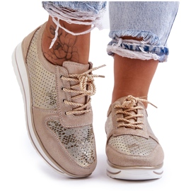 Kožne sportske cipele s perforacijom S.Barski AL22246 zlatne zlatni