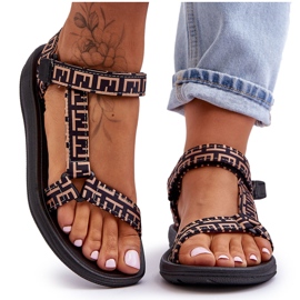 Ženske satenske sportske sandale crno-bež Victory