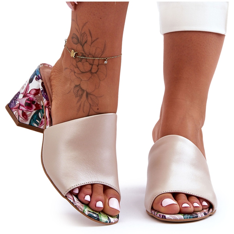 Lewski Shoes Ženske kožne cipele Leski na visoku petu 3209/K Pearl Beige bež