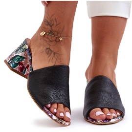 Lewski Shoes Ženske kožne Leski cipele na visoku petu 3209/K crne crna