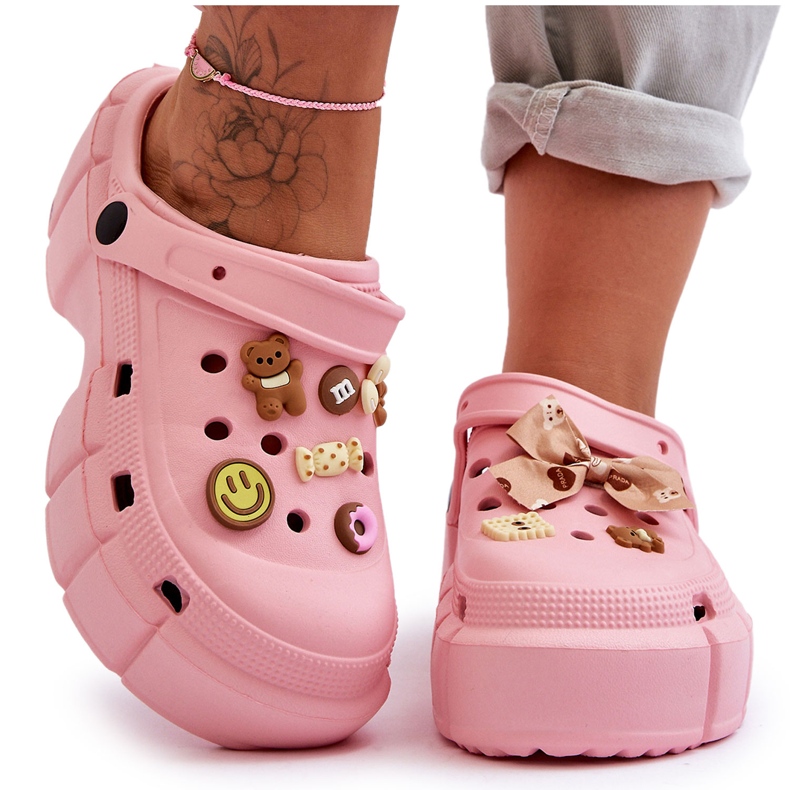 Ženske pjenaste tobogane Crocs s ornamentima Pink Marlett ružičasta