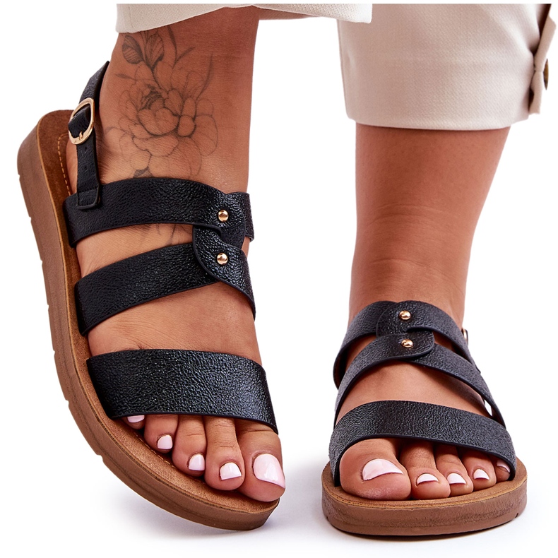 PG1 Crne ženske svjetlucave sandale Catalia crno