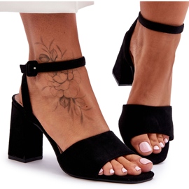 Harriet crne sandale na visoku petu od brušene kože crno