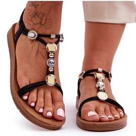 PG1 Ženske ukrašene sandale Black Kushi crna