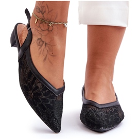 PG1 Ženske balerinke s cvijećem Black Adore crna