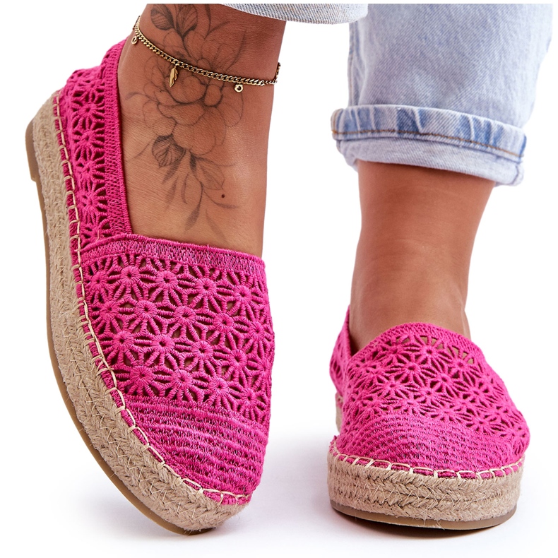 PG1 Ženske ažur espadrile Pink One Lover ružičasta