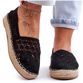 PG1 Ženske ažur espadrile Black One Lover crna
