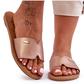 Ženske udobne cipele s ravnom petom u ružičasto-zlatnoj boji zlatni