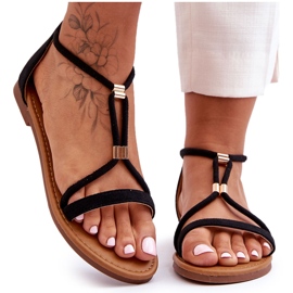 PG1 Ženske ravne sandale s patentnim zatvaračem crne Jullie crna