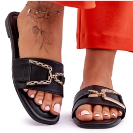 Ženske klasične crne impresivne ukrašene papuče crna