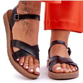 Klasične crne ženske kožne sandale Talisma crna