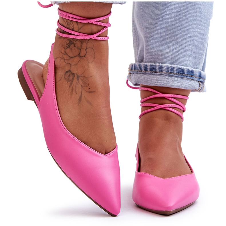 PG1 Ženske vezane balerinke Pink Lilly Ann ružičasta