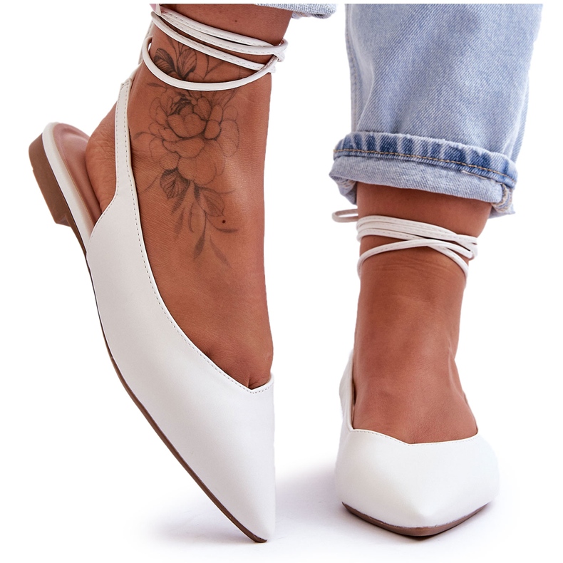 PG1 Ženske balerinke na vezanje Bijele Lilly Ann bijela