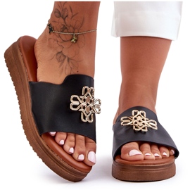 PG1 Ženske crne Azera papuče s platformom i ukrasom crna