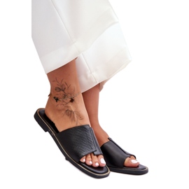 Ženske crne kožne papuče Harmony crna