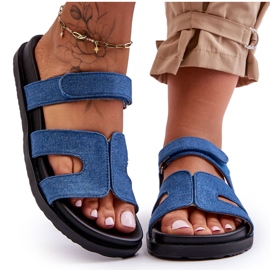 Ženske platnene papuče na čičak tamnoplave Jose plava