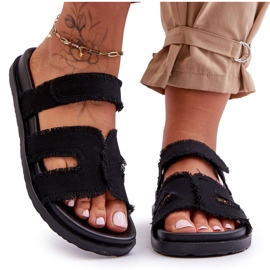 Ženske platnene papuče na čičak, crne Lamirose crna