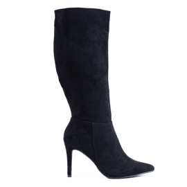 Crne čizme s petom od brušene kože iz Sheloveta crna