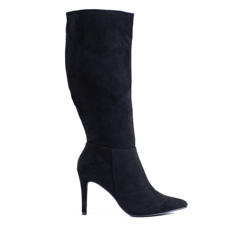 Crne čizme s petom od brušene kože iz Sheloveta crno