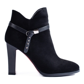 Shelovet čizme s petom od brušene kože crno