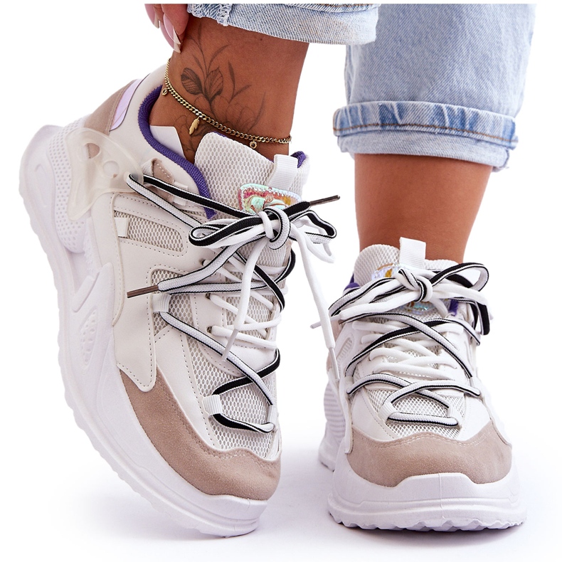 Kožne sportske cipele s platformom Bijeli Sifel bijela