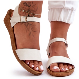 Klasične bijele Arya sandale s niskim klinovima bijela