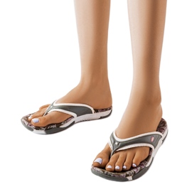 Sive tekstilne japanke s cvijećem iz Felixa siva