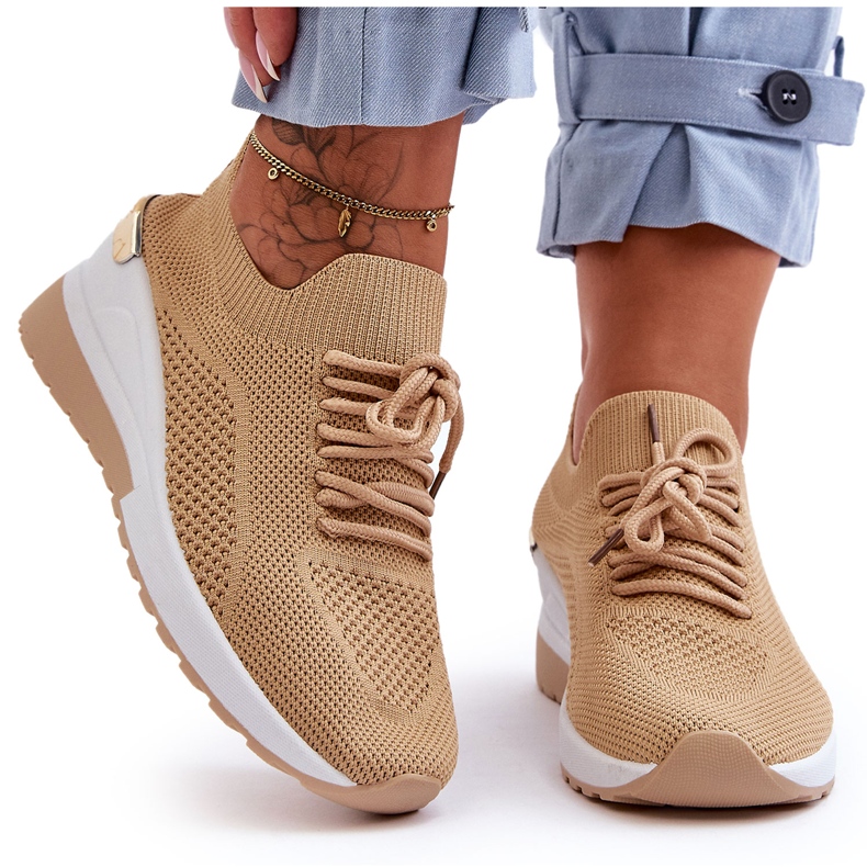 PG1 Sportske cipele na natikače od tkanine Bež Visconti Wedge