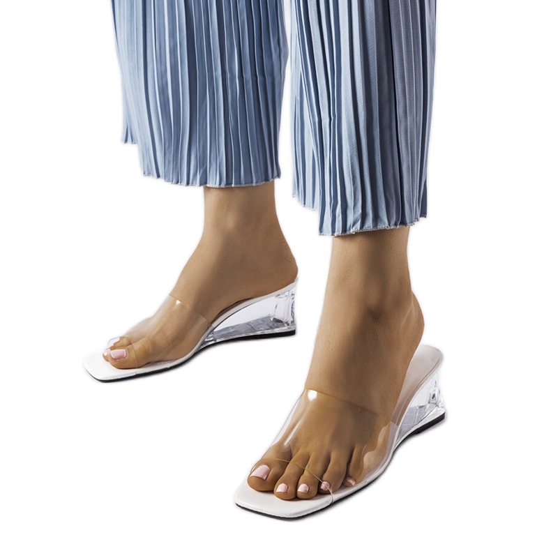 Bijeli prozirni Wyatt klizači bezbojan