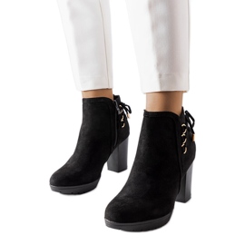 Poule crne čizme s petom od eko brušene kože crno