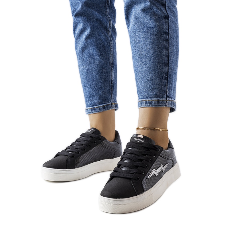 Vernadeau crne tenisice imitacija zmijske kože crno