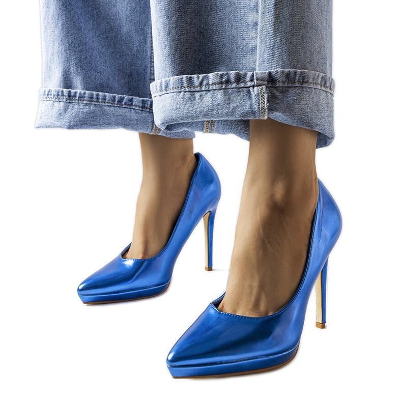 Kristin plave zrcalne štikle plava