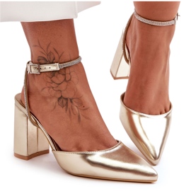 Cipele od eko kože s ukrasnim remenom, zlatna Lirosa zlatni