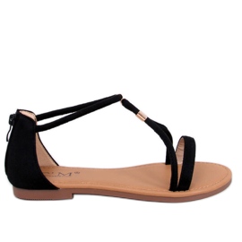 Leehom Crne ženske sandale od brušene kože crna