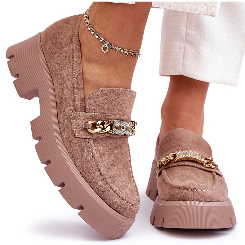 PS1 Klasične mokasine od brušene kože na debeloj platformi smeđe Catch Me! smeđa