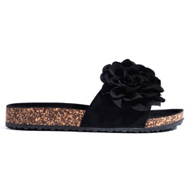 Shelovet sandale od crnog pluta s cvjetićima crna