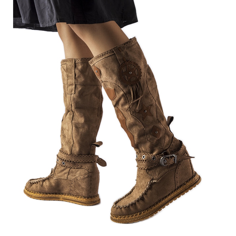 Inna Tamno smeđe boho čizme iz Putignana smeđa