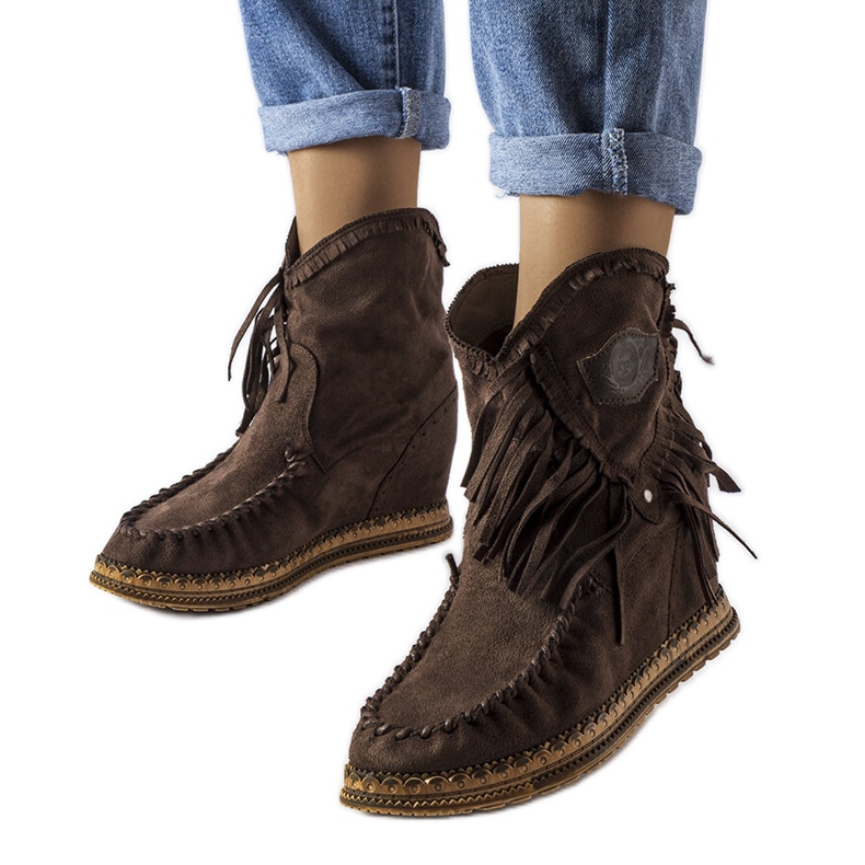 Inna Smeđe čizme na klin iz Giudice smeđa