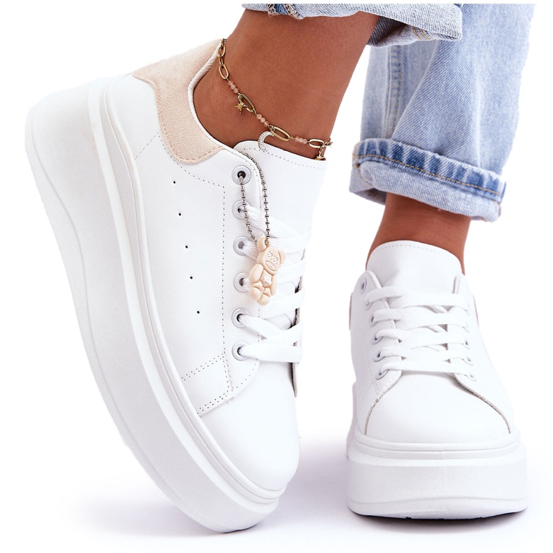 PS1 Ženske sportske cipele na masivnoj platformi Bijelo-Bež Mariell bijela